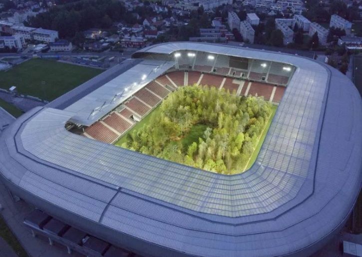 This Austrian football stadium has a forest in it