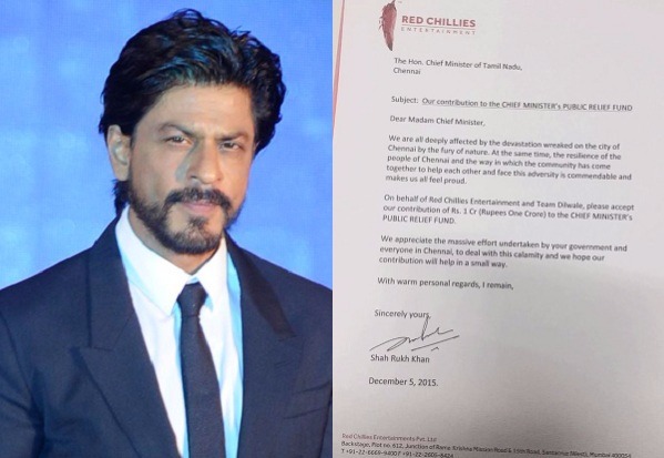 Shah Rukh Khan Donates 1 Crore For Chennai Flood Relief
