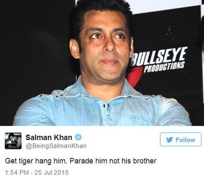 OMG: Salman Khan Tweets In Support Of Yakub Memon