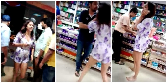 Pooja Misrra Gets Violent With Shop Staff In Delhi's Karol Bagh
