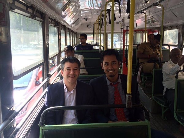 Uber CEO And Founder Travis Kalanick Travels By Bus In Mumbai