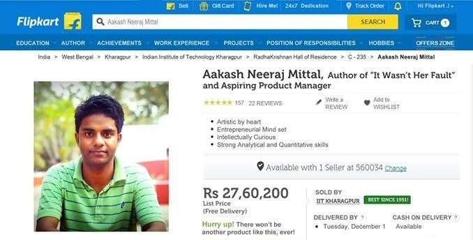 IIT Kanpur Student Literally sells Himself On Flipkart To Get A Job!
