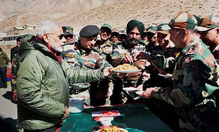 Narendra Modi Shares Diwali Sweets With Soldiers Near China Border