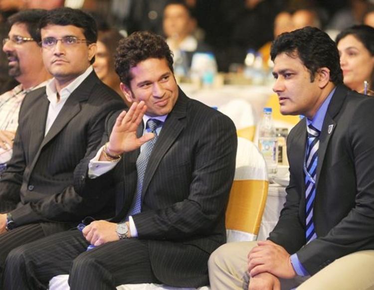 Saurav Gangully, Sachin Tendulkar and Anil Kumble