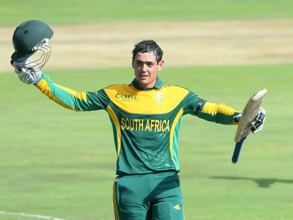 Quinton de Kock scores his third hundred in as many games vs India.