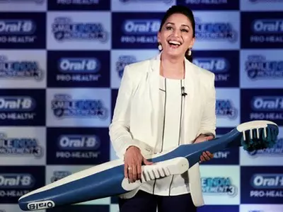 Madhuri Dixit during the launch of Oral-B Smile India Movement in Mumbai