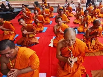 Buddhist Monks at the Mahabodhi Society came together to offer prayers for victims of the recent serial blasts that took place at the Great Awakening Temple, Bodh Gaya