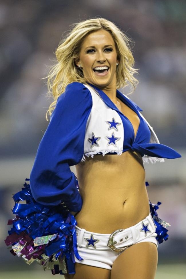 4/10. The Dallas Cowboys cheerleaders perform prior to the start of the gam...