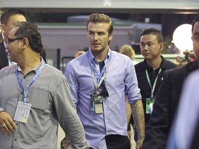 PICS: David Beckham at Singapore GP