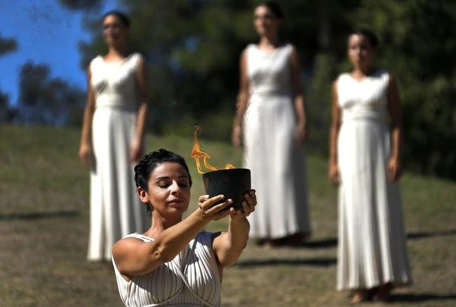 PICS: Greek Babes Light Winter Olympic Torch