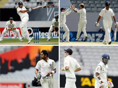 India were bowled out for 202 runs in the first innings of the 1st Test in Auckland.