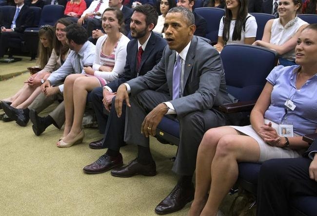 U.S. President Obama reacts as he watches the World Cup soccer match between the U.S. and Belgium during a staff viewing party in Washington U.S. President Obama reacts as he watches the World Cup soccer match between the U.S. and Belgium during a staff viewing party in Washington