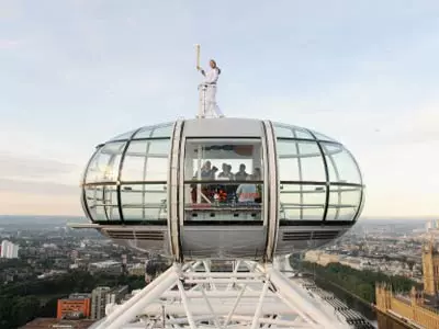 Olympic torch on the top of London Eye
