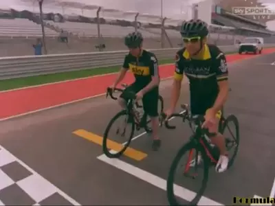 Jenson Button's Bicycle Ride at F1 Track