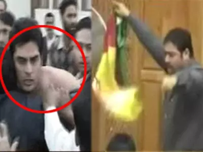 Drama in J&K assembly, youths jump into well of House