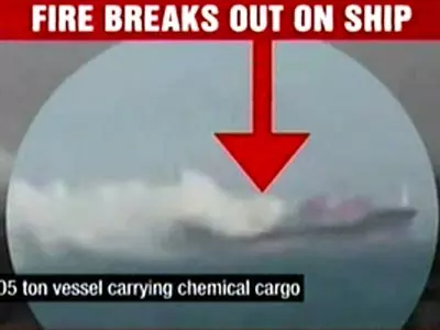 Merchant vessel catches fire off Mumbai coast