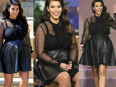Pregnant Kim Kardashian Steps Out In A Racy Leather Mini Skirt