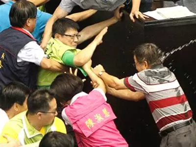 Taiwan MPs brawl in parliament over nuclear vote