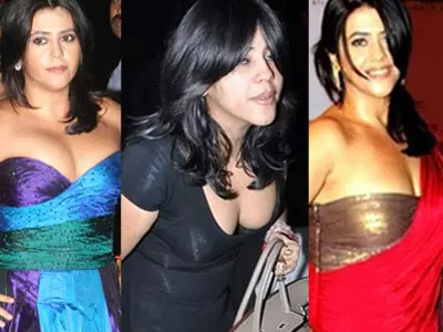 Ekta Kapoor gets bold, flaunts heavy cleavage!