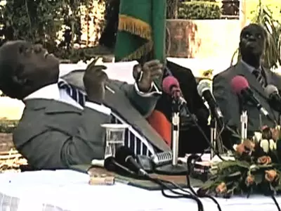 Caught on cam: Monkey wets the President of Zambia