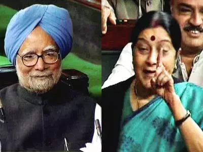 Watch: PM targets BJP with proverb, Sushma replies with two