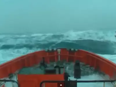 Huge Ship Hit by Massive Wave