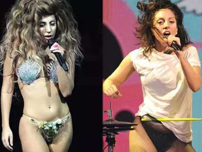Lady Gaga ditches wig on stage!